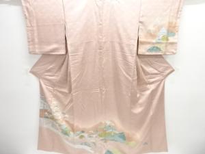 庭園に松模様刺繍訪問着
